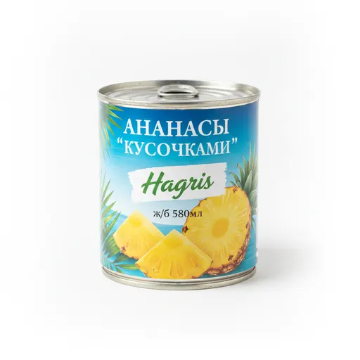 Ананасы кусочками "Hagris" ж/б 580мл