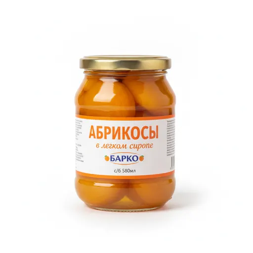 Абрикосы в легком сиропе "Барко" с/б 580мл